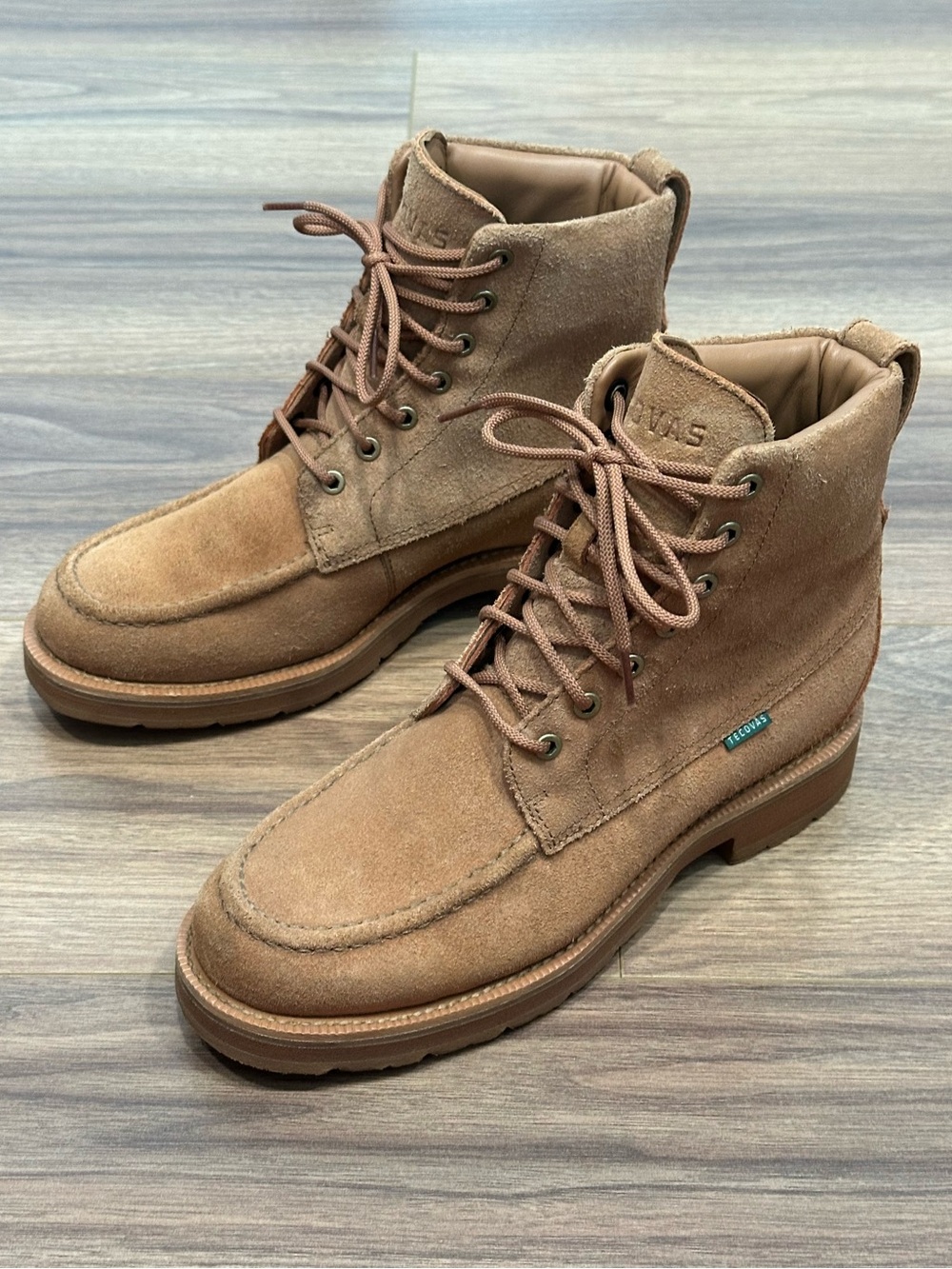 Tecovas The Rugged Moc Roughout Natural Lace Up Boots in Natural WP Roughout - 9